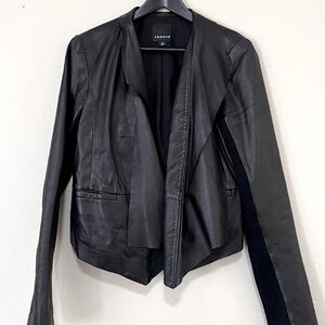 TROUVE’ Unisex 100% Leather Jacket, Black, Size XL, Asymmetrical Zipper Closure